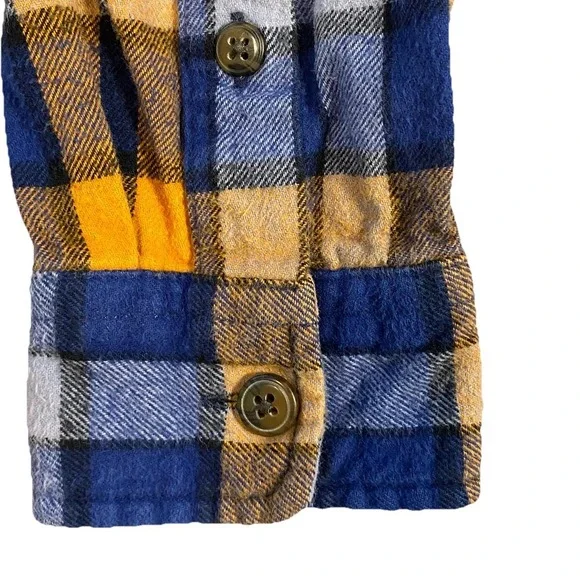 Aeropostale Men's Button Up Hoodie Flannel Blue Orange X-small - Picture 7 of 14